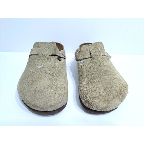 Birkenstock Boston Women's Size 9 Suede Taupe Clog Buckle Leather Slip On - Picture 2 of 10